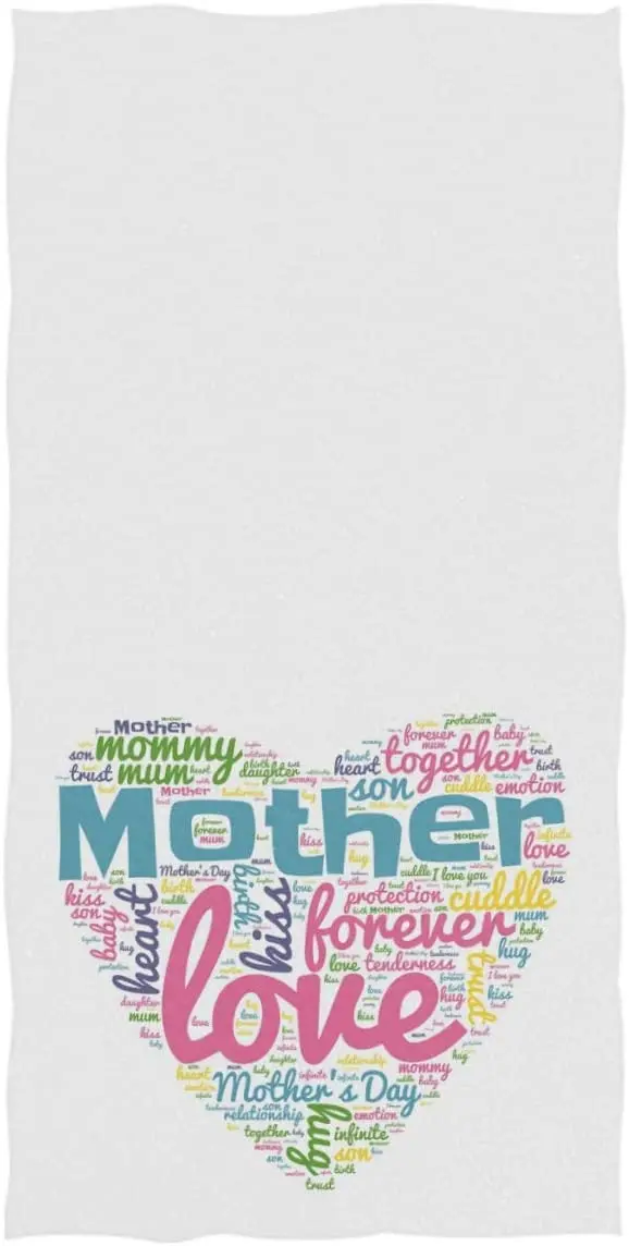

Face Towel Stylish Mother Word Cloud Print Mother's Day Soft Guest Hand Towels Multipurpose for Bathroom,Hotel,Gym Kitchen пол