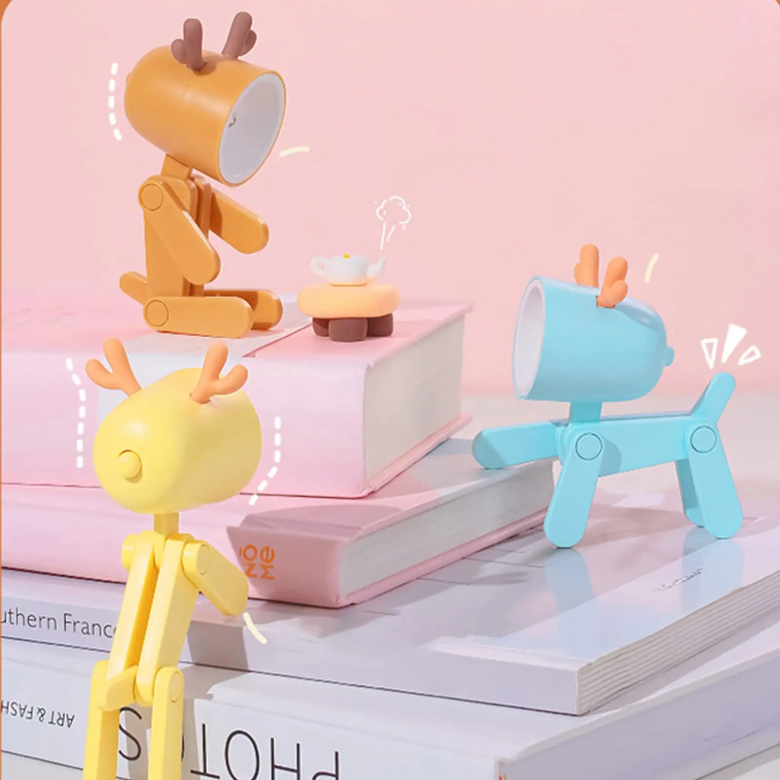 Buy Mini Cute LED Night Light Pet Folding Desk Lamp Deer Dinosaur Portable Table for Home Kids Room Bedroom Holiday Gift on