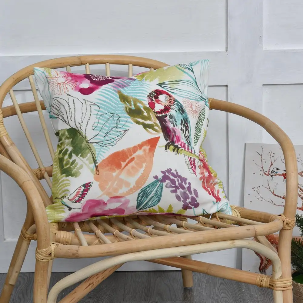 

Drop ship Cushion Cover Parrot Print Pillow Covers 45x45cm Decorations Candle Bird Flower Linen Pillowcase New Year Gifts 2022