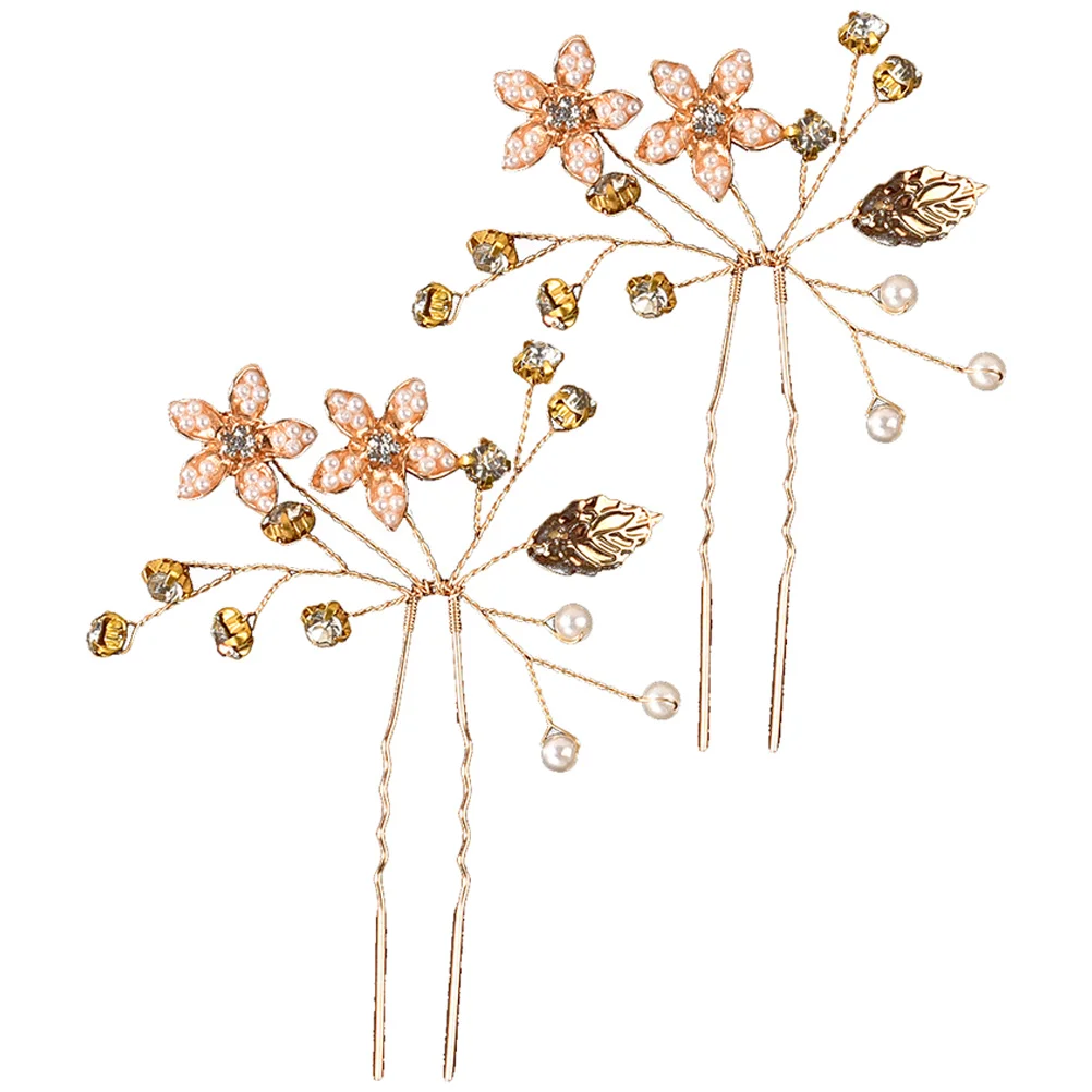 

2 шт. милые аксессуары для волос золотое украшение для женщин Цветочные вилки палочки для еды зажимы булочки шпилька для волос