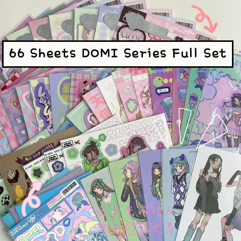 SKYSONIC 12/24/66 Sheets Series Decorative Stickers Domi Series Kawaii Cool Girls Kpop Idol Card Album Sticker Korean Stationery