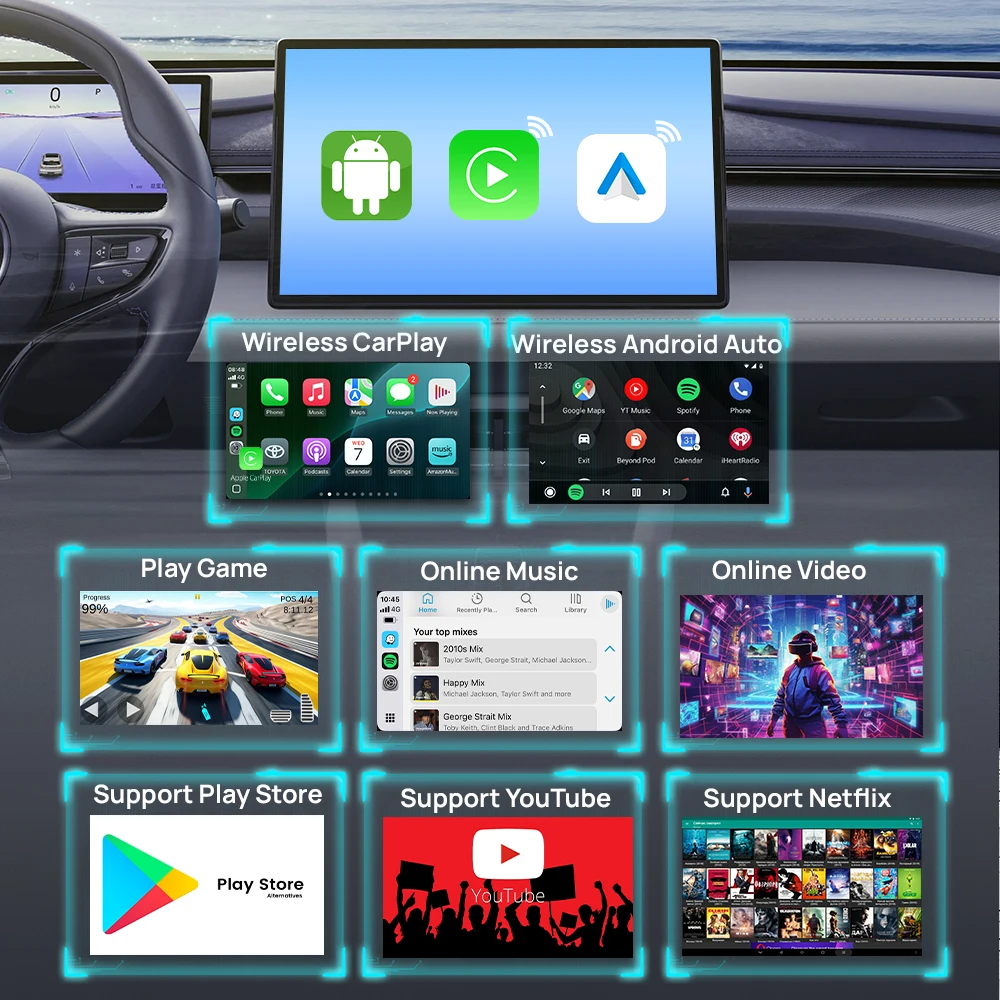 Фото Carlinkit Carplay Portable Android Auto HDMI USB Car Play Car Black 1 Year Warranty Carplay Ai Box for Netflix Youtube Dongle №4