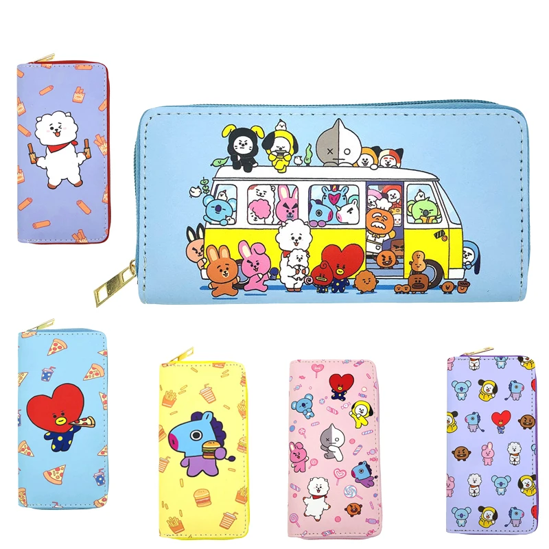 Милый мультяшный японский и корейский кошелек 19 см Kawaii BT21 из искусственной кожи с