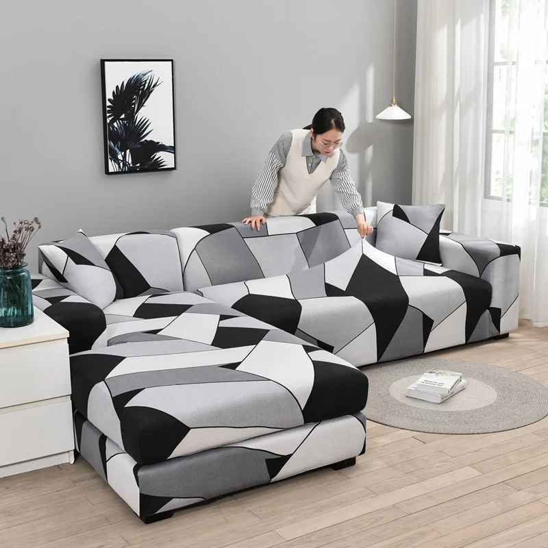 

Elastic L Shaped Sofa Cover 1/2/3/4 Seater Sofa Slipcover Chaise Lounge Sectional Couch Covers for Living Room Furniture Protect