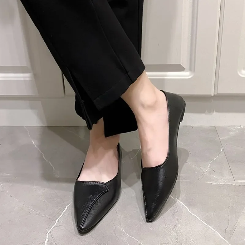 Балетки женские с квадратным носком лоферы без застежки повседневная обувь на