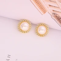 s925 silver needle korea retro pearl metal baroque female earrings stud earrings flower earrings women earrings