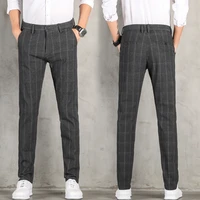 new mens casual england plaid work stretch pants 2022 men high quality brand business fashion slim fit casual male trousers