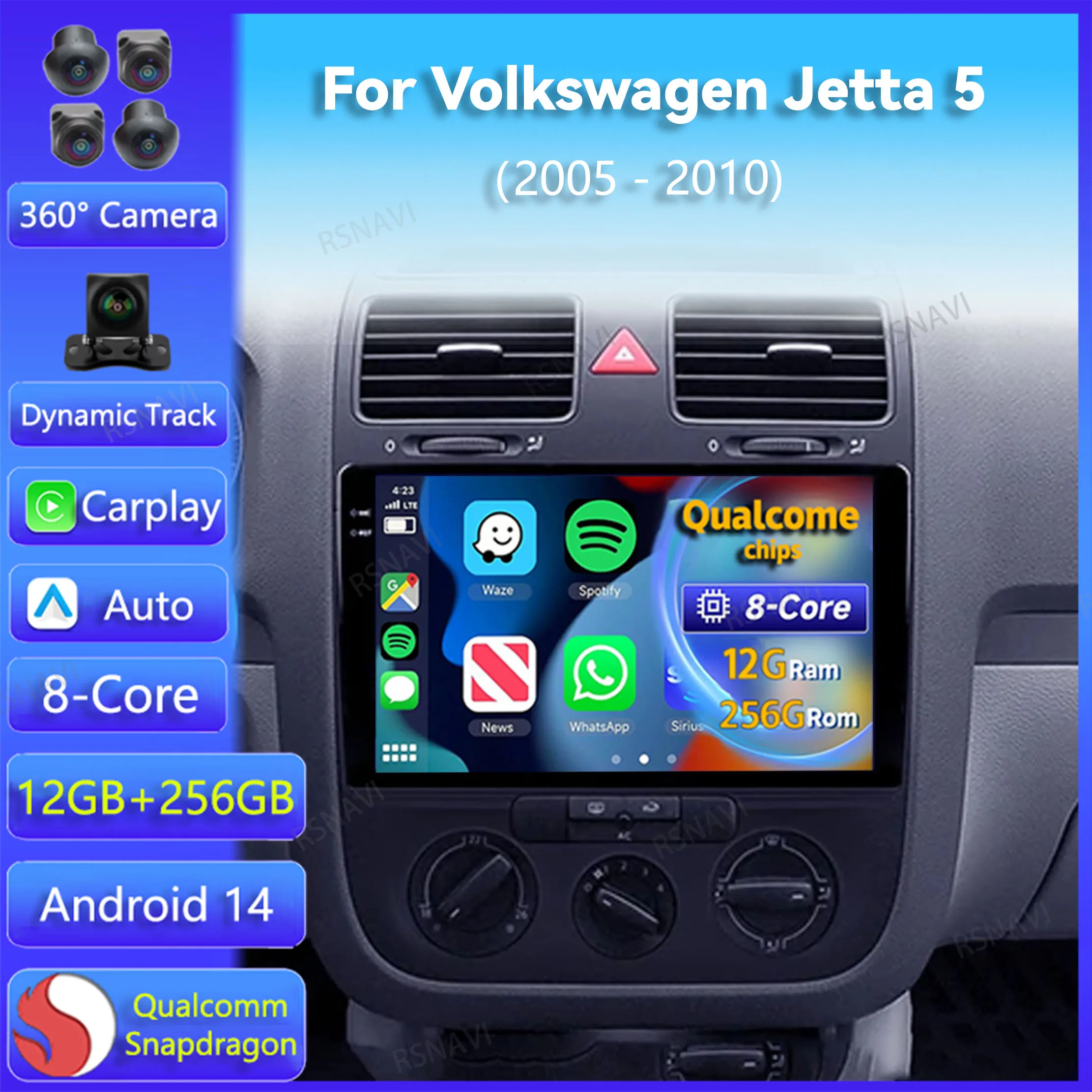 Фото Android 14 Carplay Auto для Volkswagen Jetta 5 2005 2006-2016, автомобильный радиоприемник, навигация, 2Din DSP, видеоплеер, стерео GPS, головное устройство №1