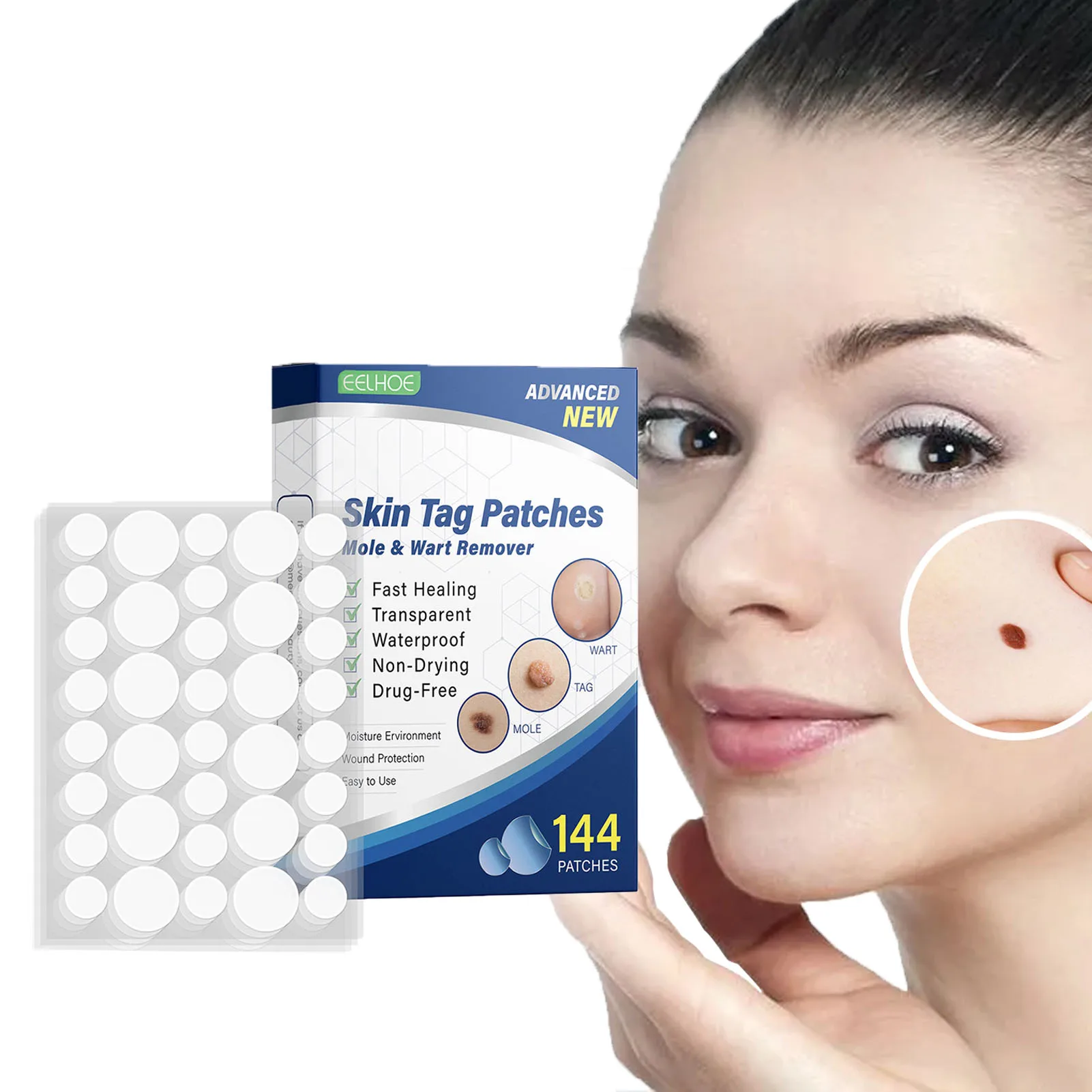 

144PCS Skin Tags Remover Stickers Natural Gentle Wart Removal Patches Effective Skin Stickers For Men Women