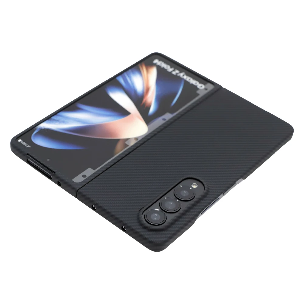 Tanie QADIR 600D Etui Na Telefon Z Włókna Węglowego Do Samsung Galaxy Z Fold 4 Ulepszona Wersja Ultra Cienkie Włókno Aramidowe Z Krotnie 3 Pełna Okładka