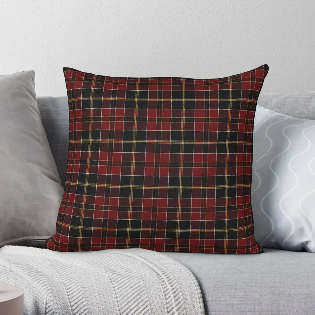 

Clan Family Tartan Square Pillowcase Polyester Linen Velvet Creative Zip Decor Sofa Cushion Case 45x45