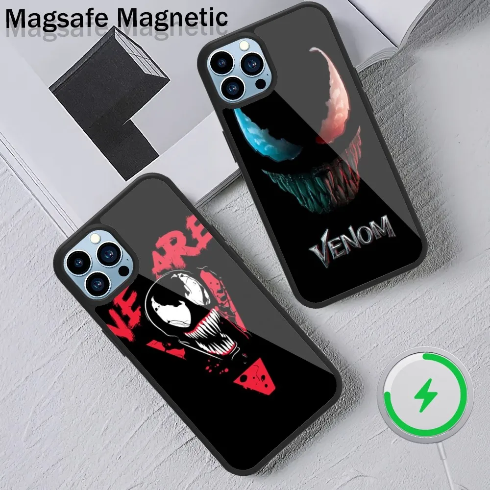 MINISO Venom Cool Face чехол для телефона iPhone 15 14 13 12 11 Plus Pro Max Magsafe Магнитная Беспроводная