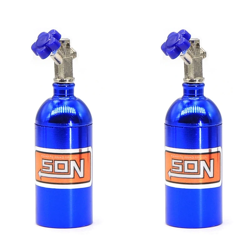 

2X Metal Simulated NOS Nitrogen Bottle For 1/10 RC Crawler Car TRX4 Defender Bronco RC4WD D110 Axial Scx10 90046,Blue