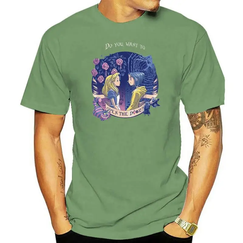 

Alice in Wonderland and Coraline Jones Horror Halloween Shirt Women tshirt