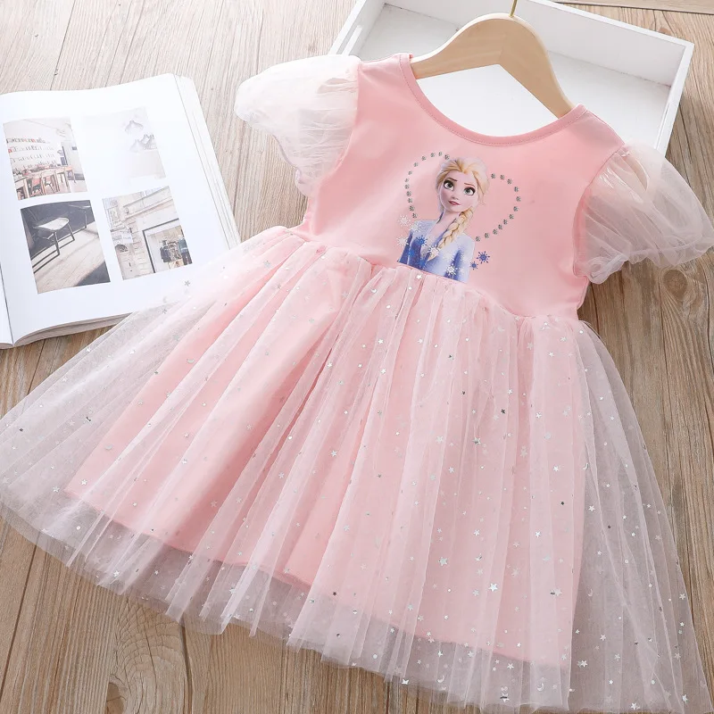 Наряды для девочек сетчатые вечерние коротким рукавом | Детская одежда и обувь