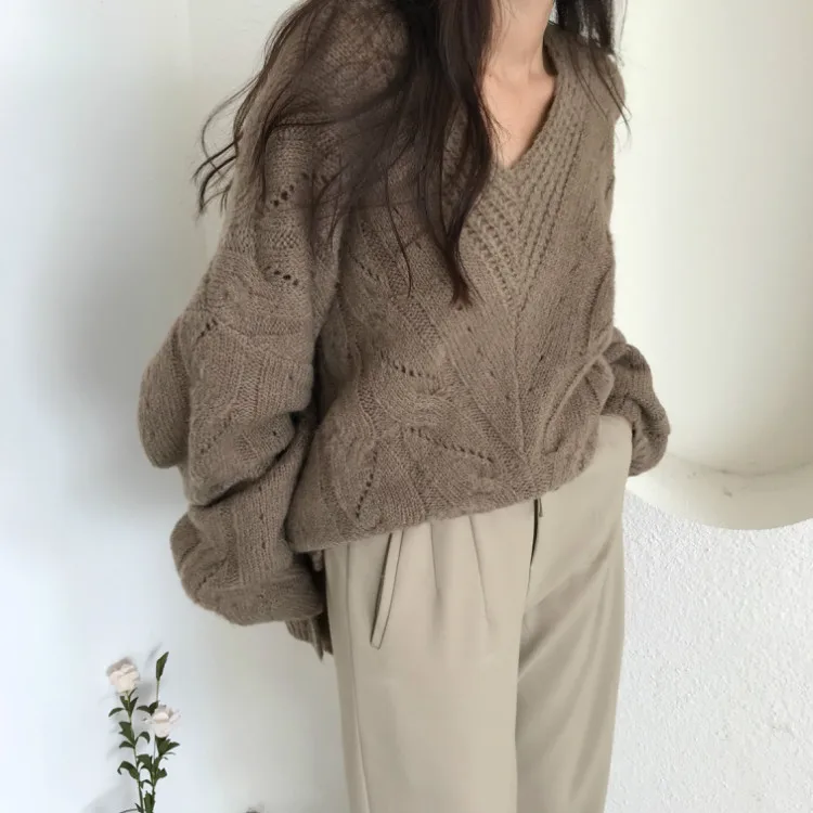 Новый зимний свитер женский пуловер топы для девочек Винтажный Длинный Рукав