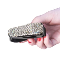 diamond car glasses clip sparkling eyeglasses car clip 180 degree rotational car glasses holder with ticket card clip