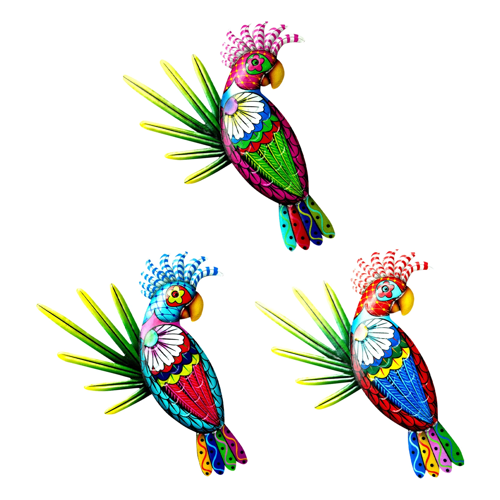 

3pcs Metal Parrot Wall Art Ornaments Indoor Outdoor Garden Yard Wall Hanging Sheds Fence Living Room Bedroom Decoration