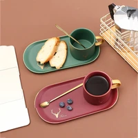 christmas ceramics cup gold rim coffee cups mug and saucers spoon sets with gift box tea soy milk breakfast mugs dessert plate