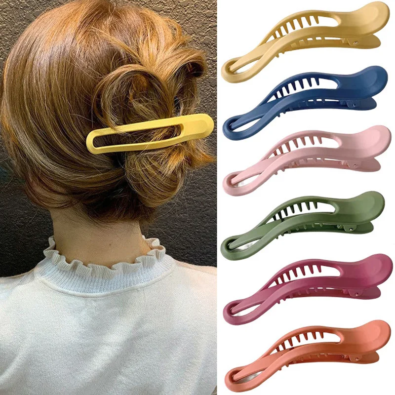 

Women Large Hair Clips Candy Color Hairpins Seamless Plastic Duckbill Claw For Women Girls Simple Barrettes Hair Accessories