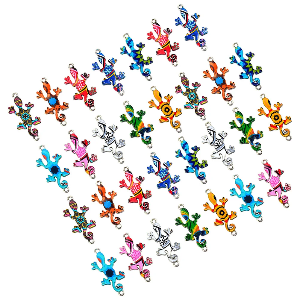 

30 Pcs Alloy Gecko Ornaments Pendant Earring Charms Necklace Animal Jewelry Making Bracelet