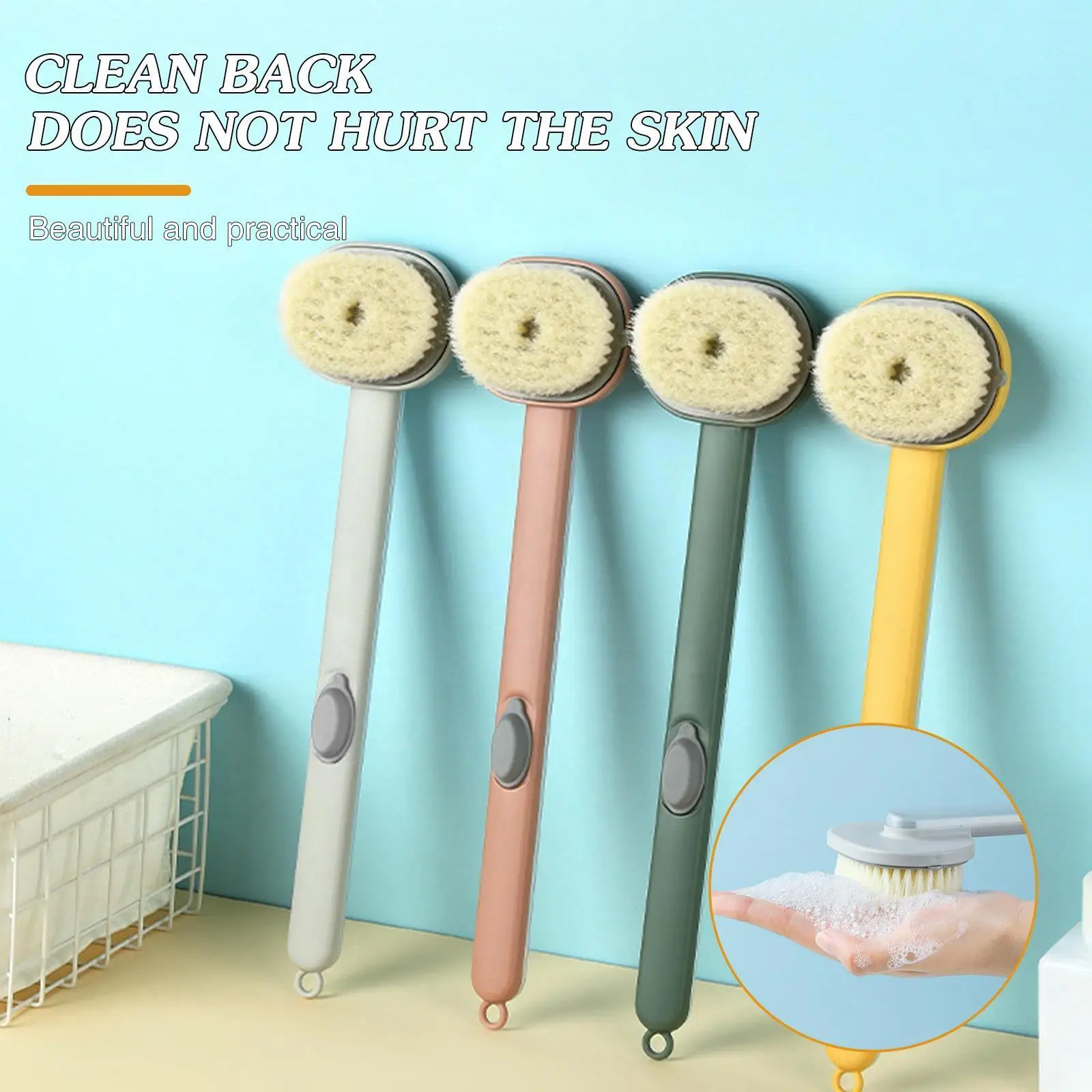 

36cm Multifunctional Detachable Bath Brush Back Body Brush Handle Bathroom Scrubber Brushes Sponge Massager Shower With Bat P3p4