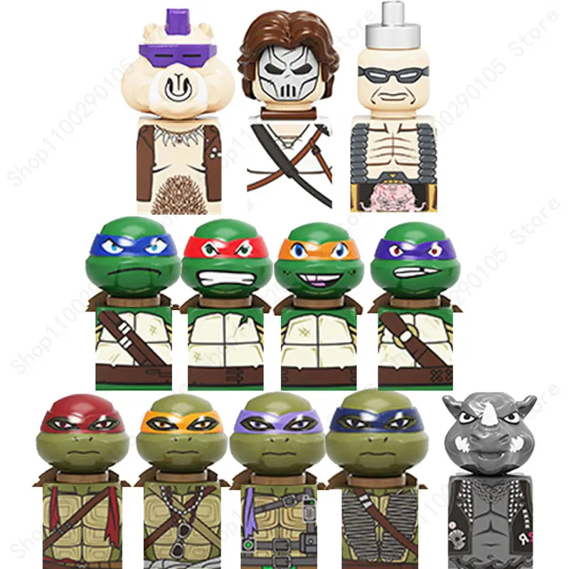 

KF6125 TMNT Mini Action Toy Figures Ninja Turtle Bricks Leo Raph Don Doll Assemble Building Blocks MOC DIY Toys for Children