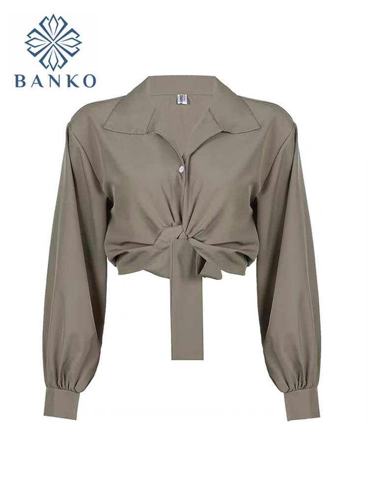 

Женская офисная блузка с V-образным вырезом и длинным рукавом