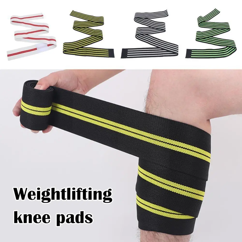 

1 Pairs Fitness Pressurized Straps Gym Weight Lifting Bandages Leg Elastic Sleeves Wraps Strap Compression Knee Training Kn Z4u0