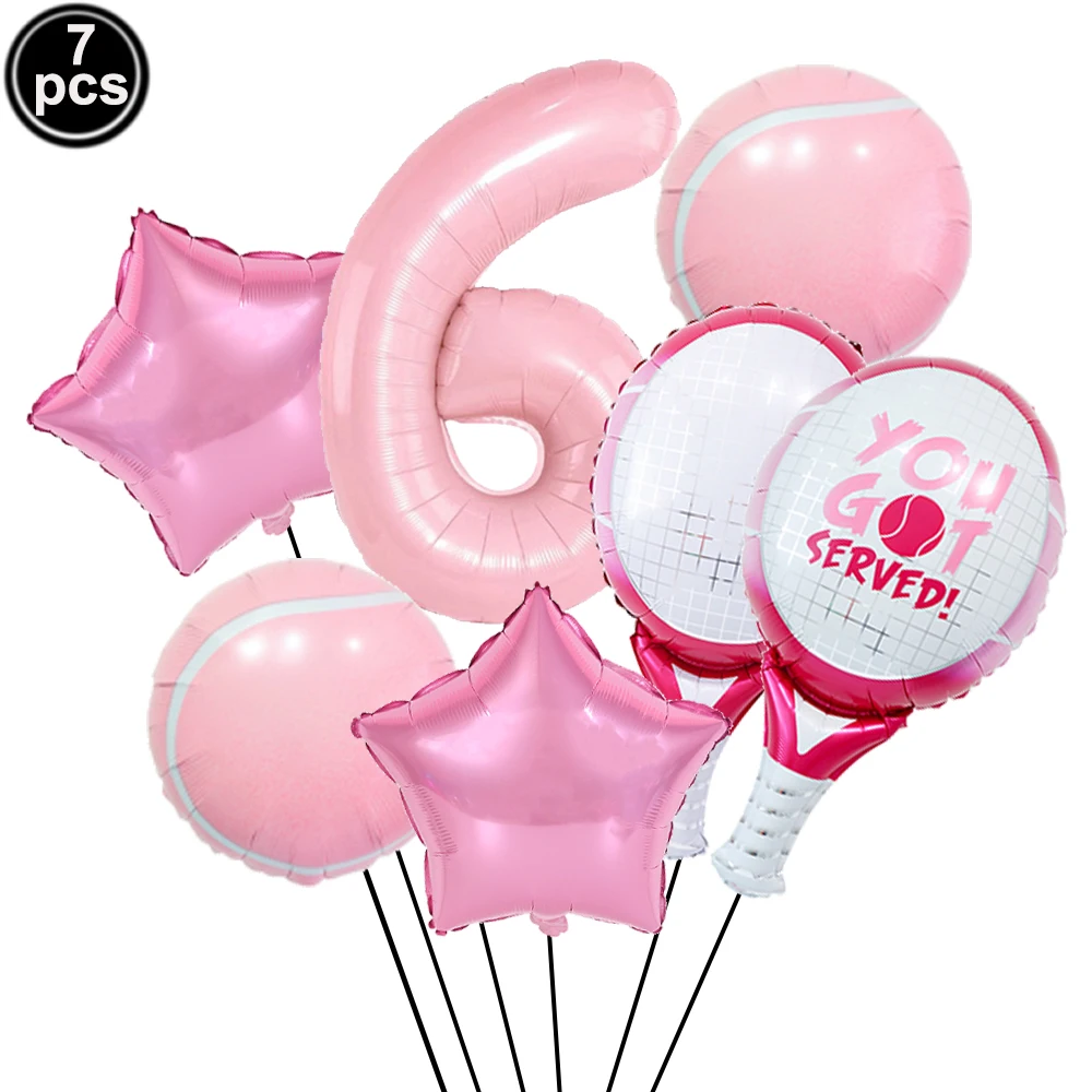 

7 шт., цифровые теннисные шары, розовые и зеленые