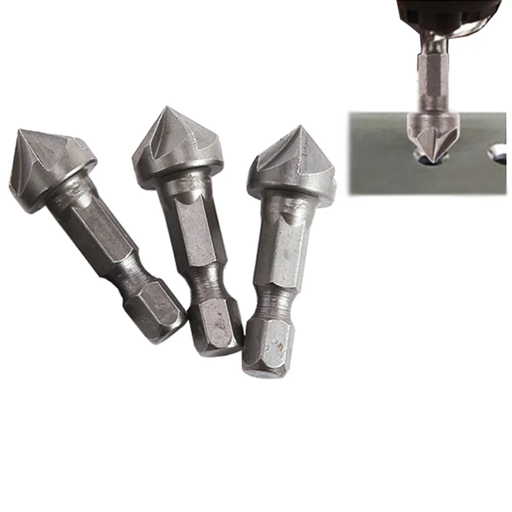 

1/2 шт. шестигранный хвостовик, шестилезвие, снятие фаски, зенкер, инструмент из углеродистой стали, пескоструйная обработка