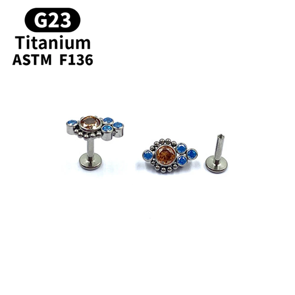 

Luxury Colorful Zircon Earrings Ring Lip Nails ASTM F136 Labret Spiral Cartilage Earrings Perforated Ladies Body Jewelry Gifts