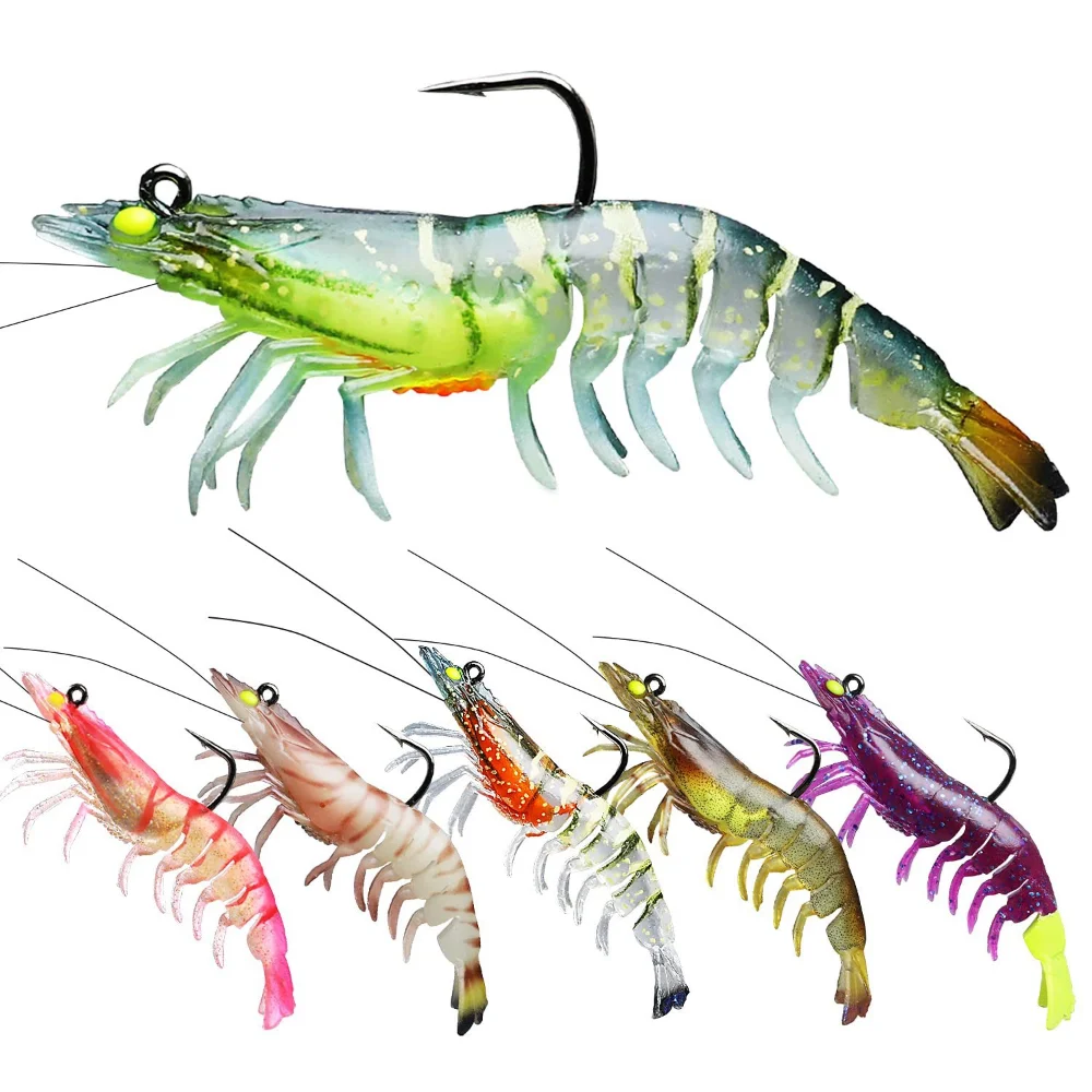3pcs 6pcs 8g 21g Luminous Fake Shrimp Soft Silicone Artificial Bait with Bead Swivels Hook for Fishing Tackle Lure Accessories enlarge