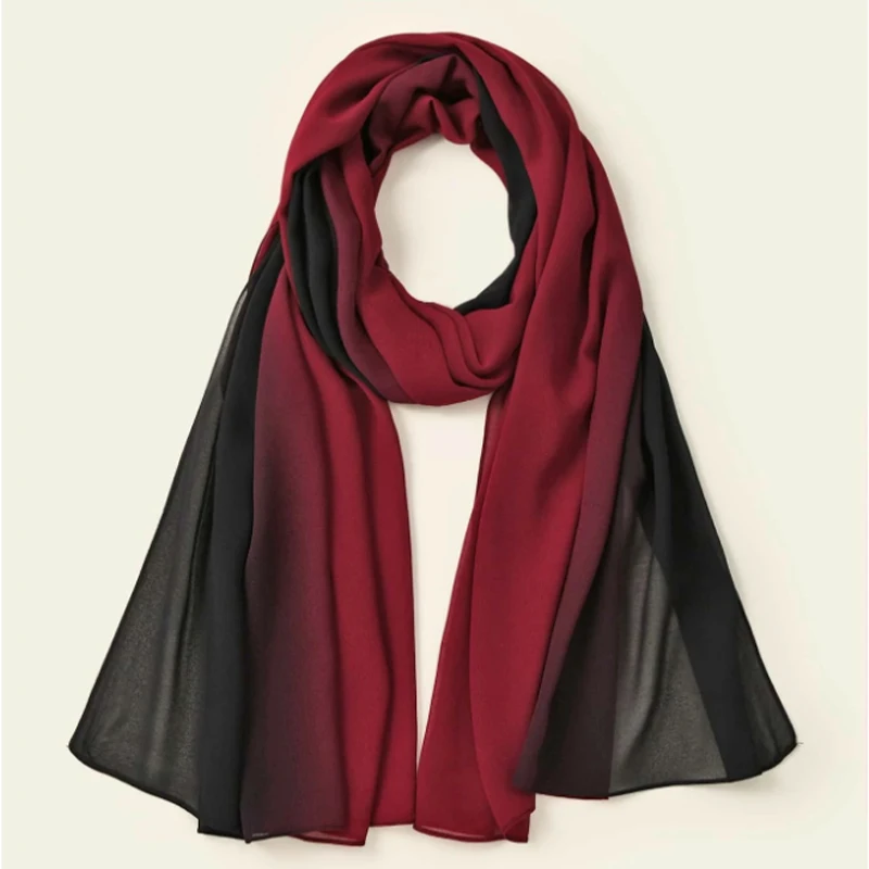 

Новинка, Модный женский шарф, защита от солнца, шифоновая Бандана с градиентом, Тонкие шарфы, шали, оптовая продажа