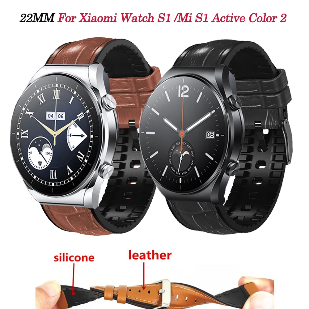 

Ремешок сменный для смарт-часов Xiaomi MI Watch S1 Active/Watch Color 2, силиконовый кожаный браслет для наручных часов, 22 мм