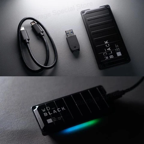 Игровой привод WD_BLACK P40, портативный внешний твердотельный накопитель SSD, высокая скорость до 2000 Мб/с, RGB подсветка для Playstation Xbox, ПК