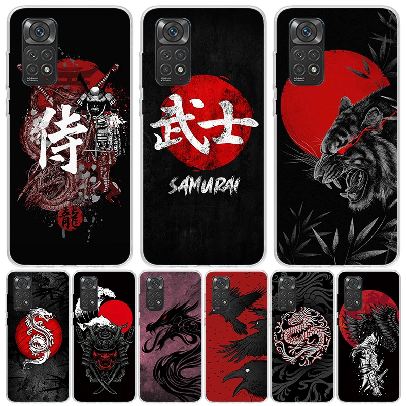 Японский чехол для телефона с татуировкой темного дракона Xiaomi Redmi Note 13 12S 12 11S 11T 11E