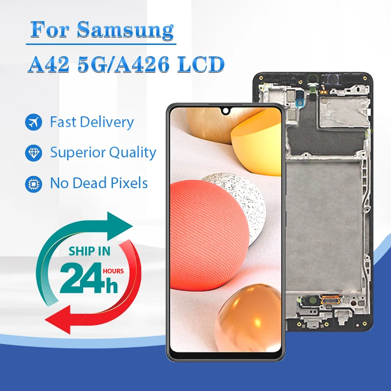 

6.6 Inch A426 Display For Samsung Galaxy A42 5G LCD Touch Digitizer A426B A426U A426N Assembly Replacement With Frame Brand New