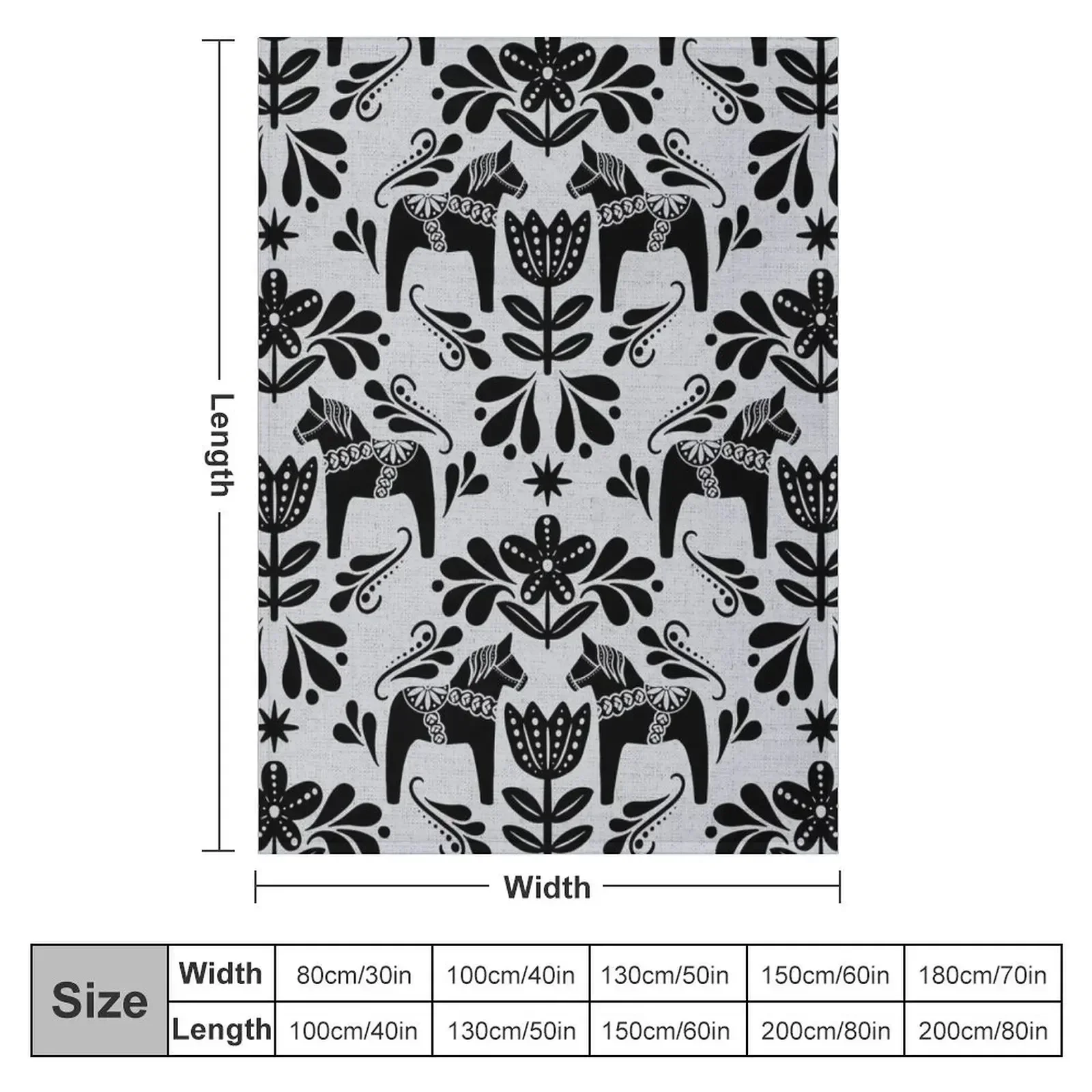 Folk Art Dala Horse - черно-серое одеяло мягкое большое постельное белье мягкие одеяла