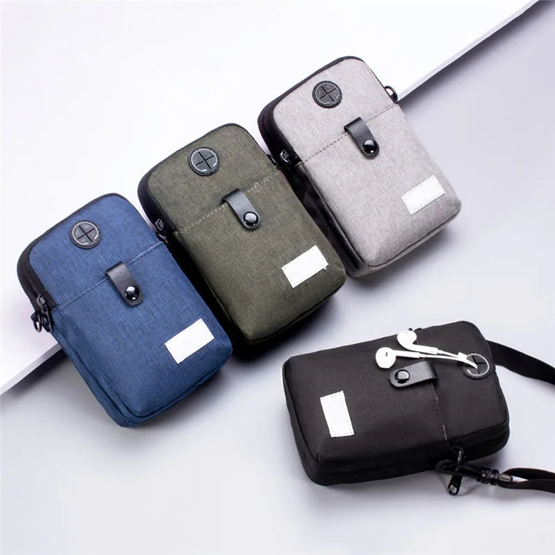 

Multifunction Men Crossbody Bags Oxford Cloth Shoulder Money Zipper Phone Pouch Sports Casual Handbag With Earphone Hole