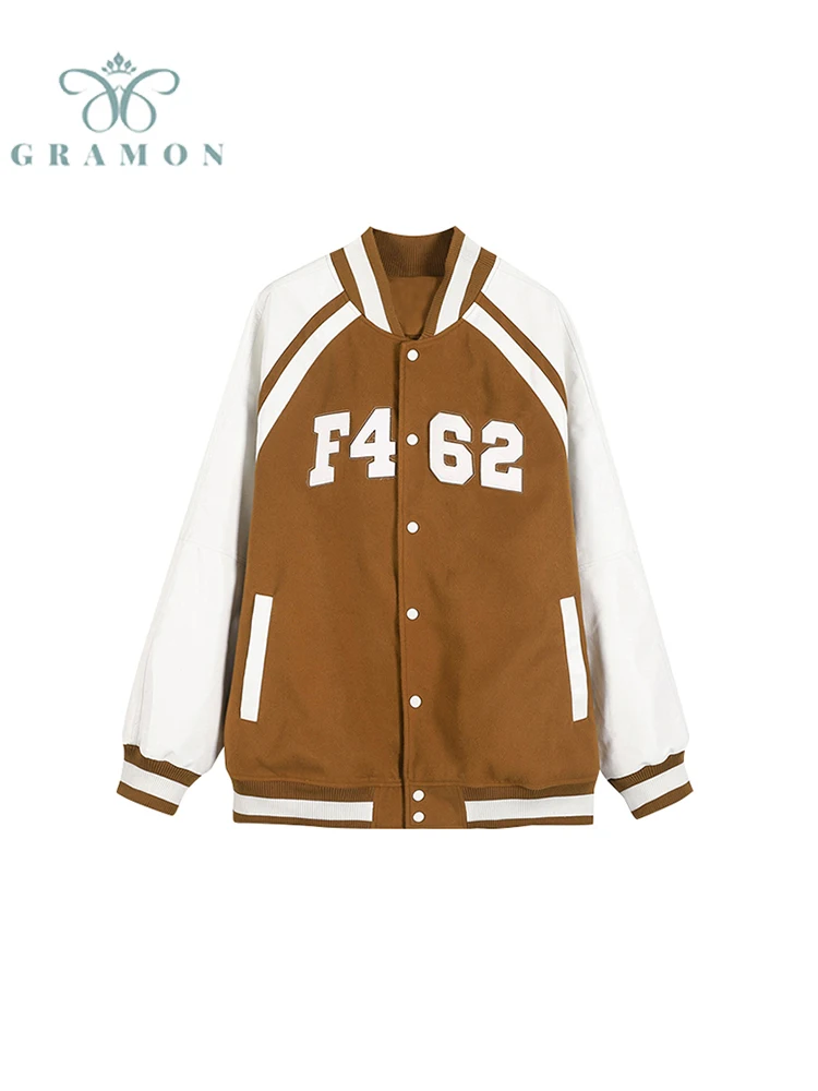 

Fall Winter Baseball Uniform Jacket Letter Print Top 2022 Street Casual Coat Cool Style Bomber Jacket Women Korean Loose Clothes