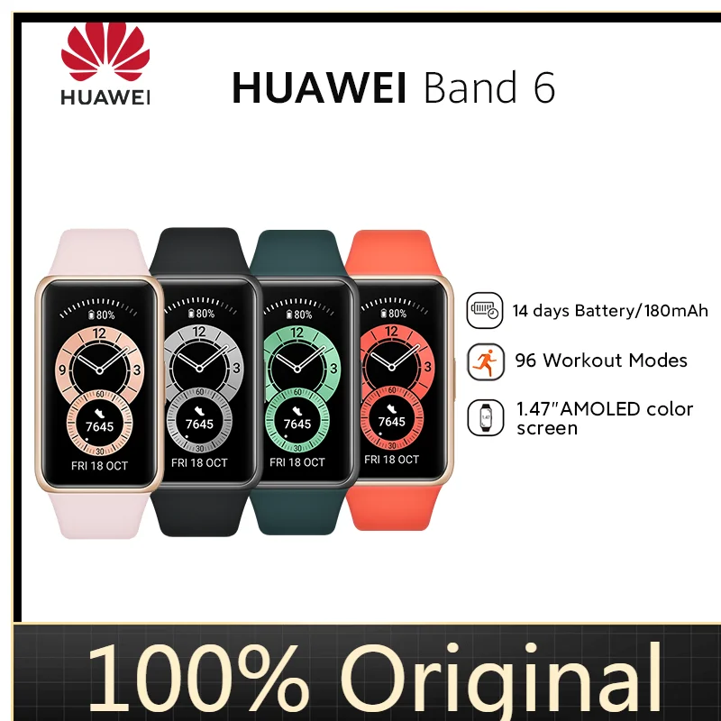 

Смарт-браслет Huawei Band 6 с диагональю 1,47 дюйма и Пульсометром