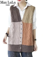 max lulu korean style vintage patchwork vest 2022 autumn waistcoats women loose casual sleeveless clothes ladies v neck coats