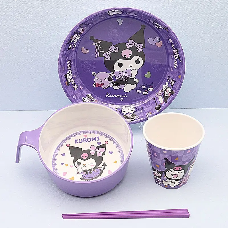 

Sanrio Plate Kuromi Kawaii Cute Family Dormitory Student Cartoon Tableware Set Bowl Plate Fruit Salad Storage Toys Girls Gifts