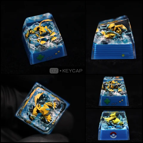Набор полупрозрачных тематических колпачков Pokemongo из смолы, 3D полимерные колпачки для ключей Artisan, оригинальные колпачки ручной работы на заказ для механической клавиатуры