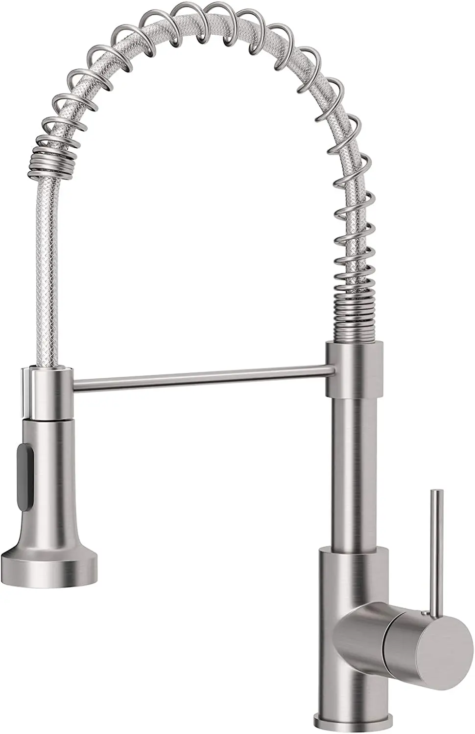 OWOFAN Kitchen Faucets Commercial Solid Brass Single Handle Lever Pull Down Sprayer Spring Sink Faucet Brushed Ni |