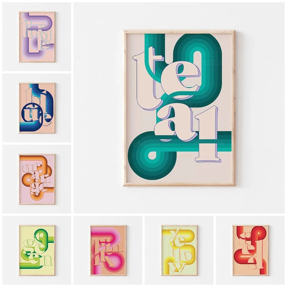 

Modular Canvas Painting Letter Colorful Cartoon Purple Home Decor Picture Modern Printed Poster For Living Room Wall Art No Fram
