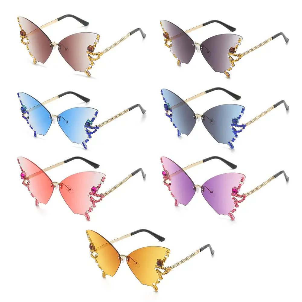 Солнцезащитные очки без оправы с бриллиантами Y2K