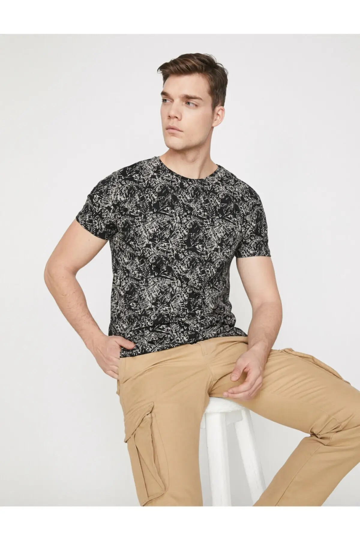 Koton мужской черный Велосипедный спорт средства ухода за кожей шеи футболка с