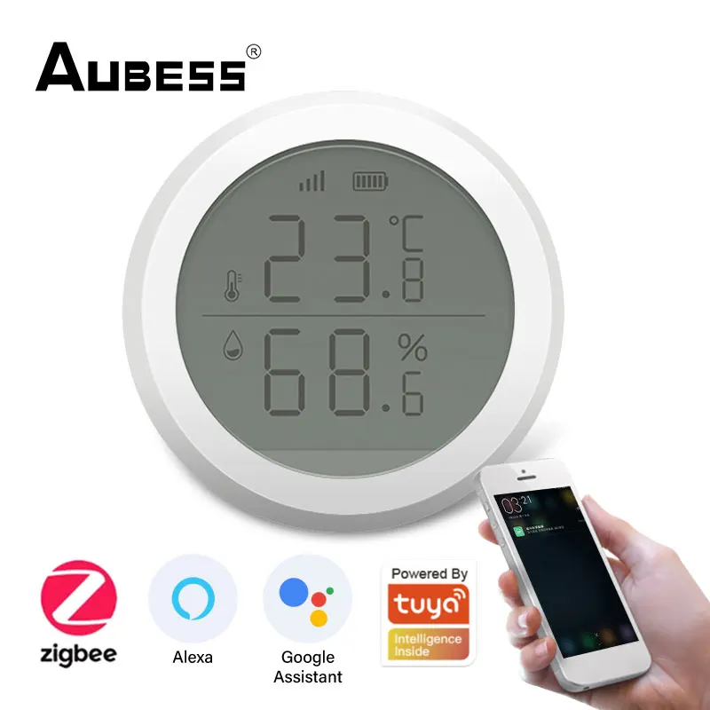 

CORUI Tuay ZigBee Smart Temperature And Humidity Sensor With LCD Screen Display Indoor Thermometer Support Alexa Google Home